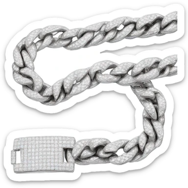 white gold diamond cuban link chain sticker