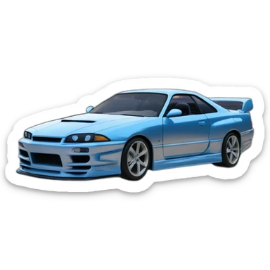 Fast and furious voiture skyline gris avec 2 bandes bleu sticker