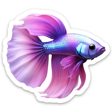 Pretty iridescent long fin betta fish blue and purple pink facing left realistic sticker