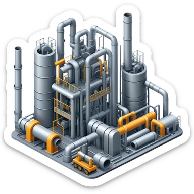 AI-powered factory. It should be a building with pipes sticker
