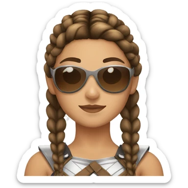 Girl gladiator with French braids, brown hair and sunglasses sticker