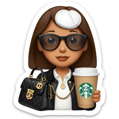 snoopy in a desk with starbucks and his chanel purse sticker