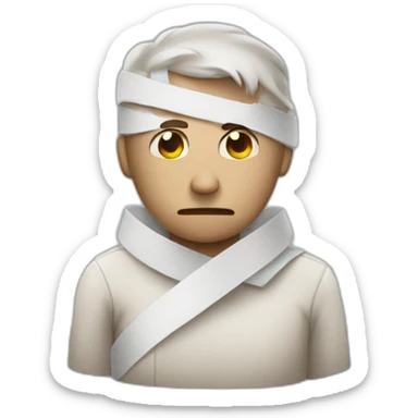 MAN covered IN BANDAGES sad expression sticker