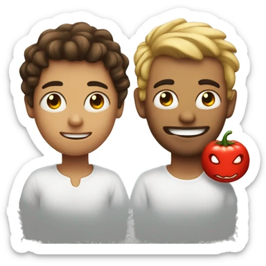 innocent and devil emojis in one person sticker