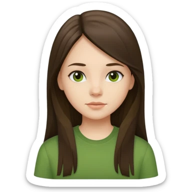 brunette straight long hair girl green shirt sticker