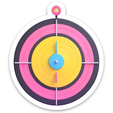 A 3D bullseye target with spring pastel colors of yellow, pink, mint green, and light blue sticker