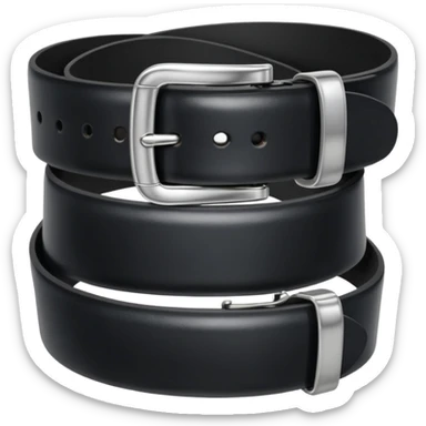 Black leather belt with silver belt buckle sticker