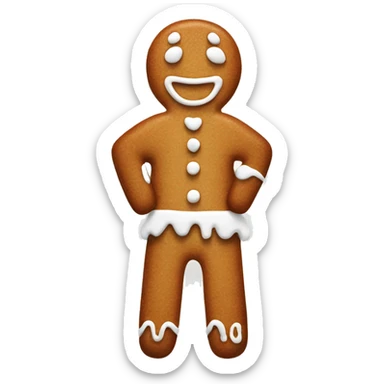 A gingerbread man with only white frosting  sticker