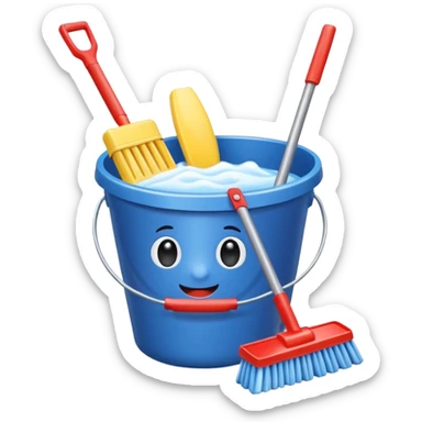 bucket filled cleaning equipments sticker