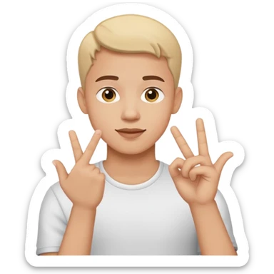 young man using sign language sticker