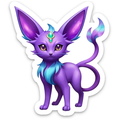 Shiny Exotic Elemental Espeon-Persian-Pokémon-Fakémon-hybrid-creature (full body) sticker