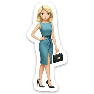 Pretty models that are blonde with high heels, chic dress sticker