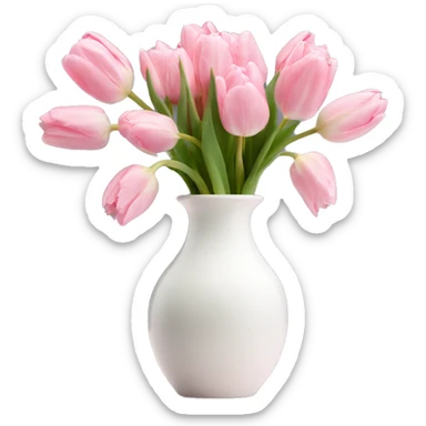 Light pink tulips in white vase in bow  sticker