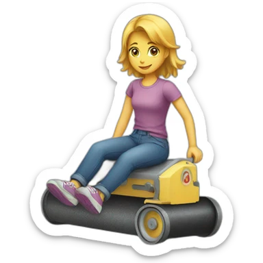 Girl on asphalt roller sticker