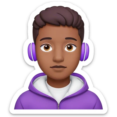 A boy with a purple Airpods Max sticker