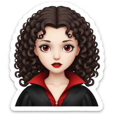 vampire brunette girl with curly, almost straight hair big black gril sticker
