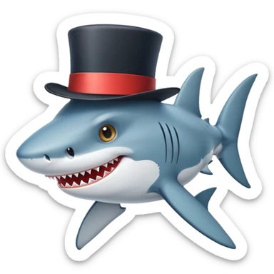 shark with top hat sticker