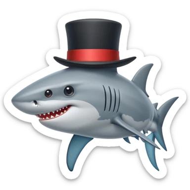 Shark with a top hat sticker