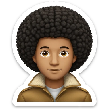  Afro slight smile and black skin color emoji male sticker