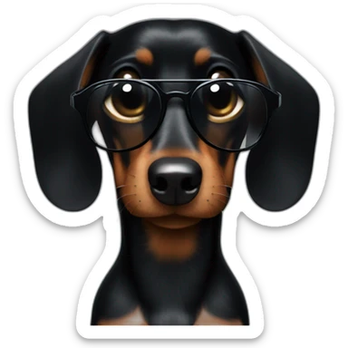 black dachshund in the dark sunglasses head shot sticker