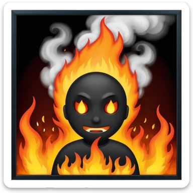 The world being overcome by evil spirits and fire sticker