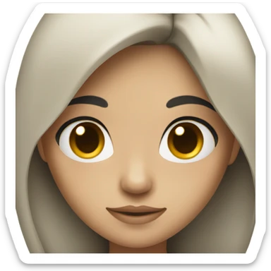 A girl with black hair and dark brown eyes sticker