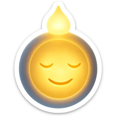 Make the ball glow with a radiant, angelic light effect, ethereal and divine with a warm, gentle smile. Remove any background. Keep the 3D emoji style. sticker