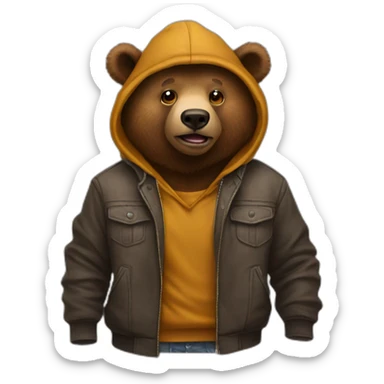 brown bear dressed in urban fashion sticker