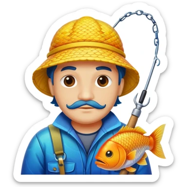 poisson qui pêche sticker
