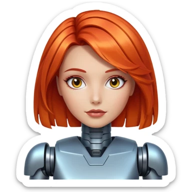 female vibrant hair color metalic robot face like last picture of the last one sticker