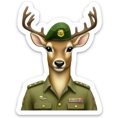 a deer in an IDF army uniform saluting sticker