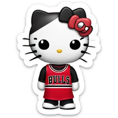 Hello kitty wearing a bulls jersey  sticker
