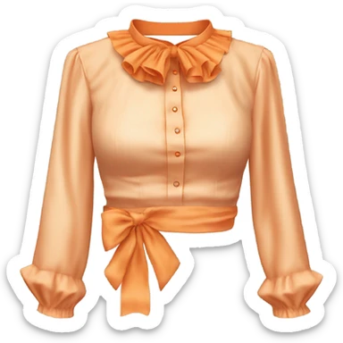 Realistic orange cut out crop top blouse. Ruffles. Isolated. Fancy sash sticker