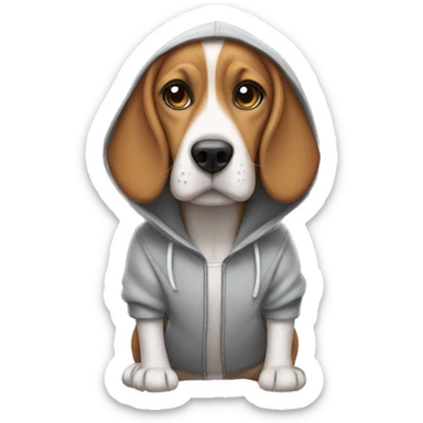beagle wearing a hoodie sticker