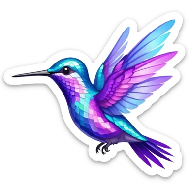 Blue and purple hummingbird sticker