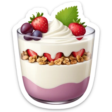 Yogurt with strawberries grapes and granola sticker
