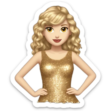 taylor swift fearless longer hair golden sequin dress sticker
