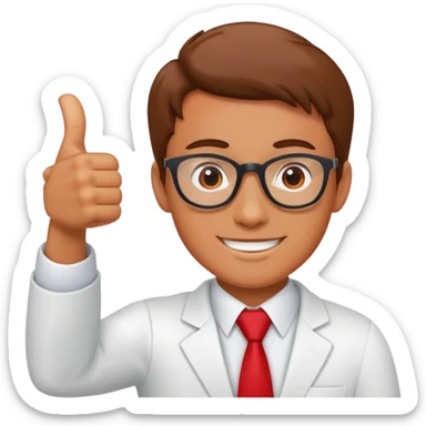 A student and a professor who is wearing red (Whole body) who is smart and thumbs up sticker