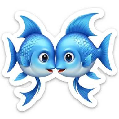 two cute pale blue fishes kissing sticker