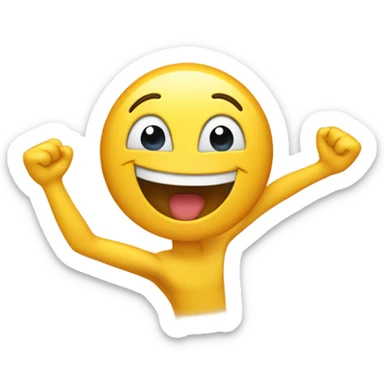 Happy emoji cheering with arms up sticker