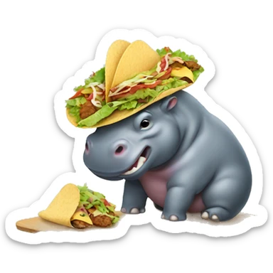 Hippo eating tacos  sticker