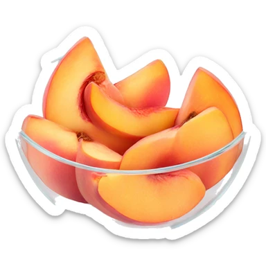 Pink peach slices in a clear glass bowl  sticker
