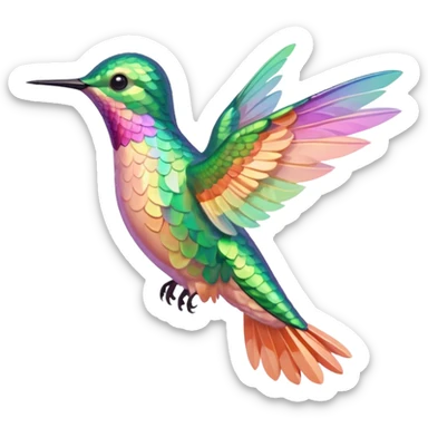 mostly peach pink and yellow-green, mint humming bird sticker