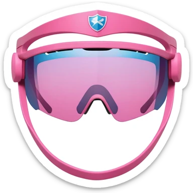 sporty pink shield visor sunglasses with extra thick bulky frame, athletic design, one-piece lens, heavy-duty look sticker