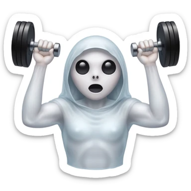 A ghost lifting dumbbells sticker