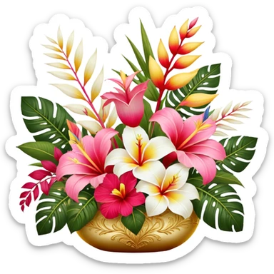 Romantic pink-red-gold-yellow-white pastel lush tropical exotic aesthetic sticker