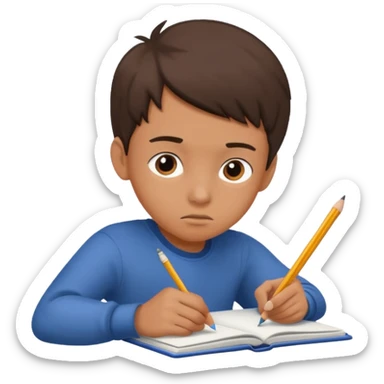 Teen boy drawing in notebook sticker