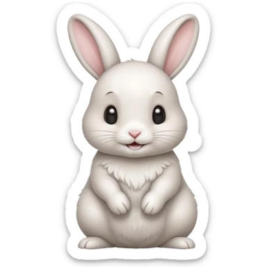 Conejito Feliz tierno de piel blanca un poco peludo y cola redonda pequeña y suavesita sticker