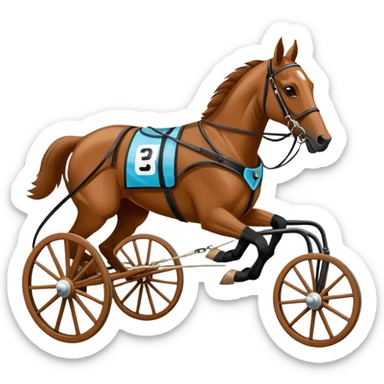 Harness racing sulky with driver sticker