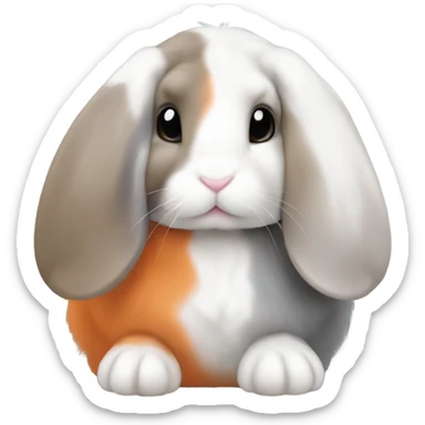 3 cute orange, gray, and mix colored holland lop bunnies sticker